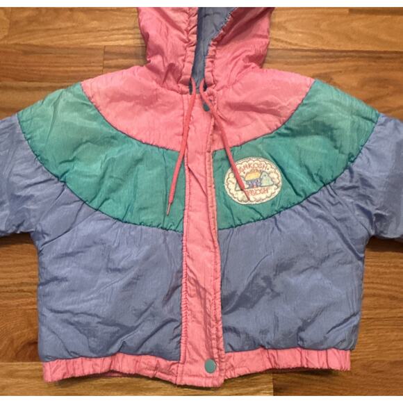 OshKosh BGosh Vintage Winter Coat Pastel Colorblock Zip Front Hooded 24 Month - Picture 2 of 8